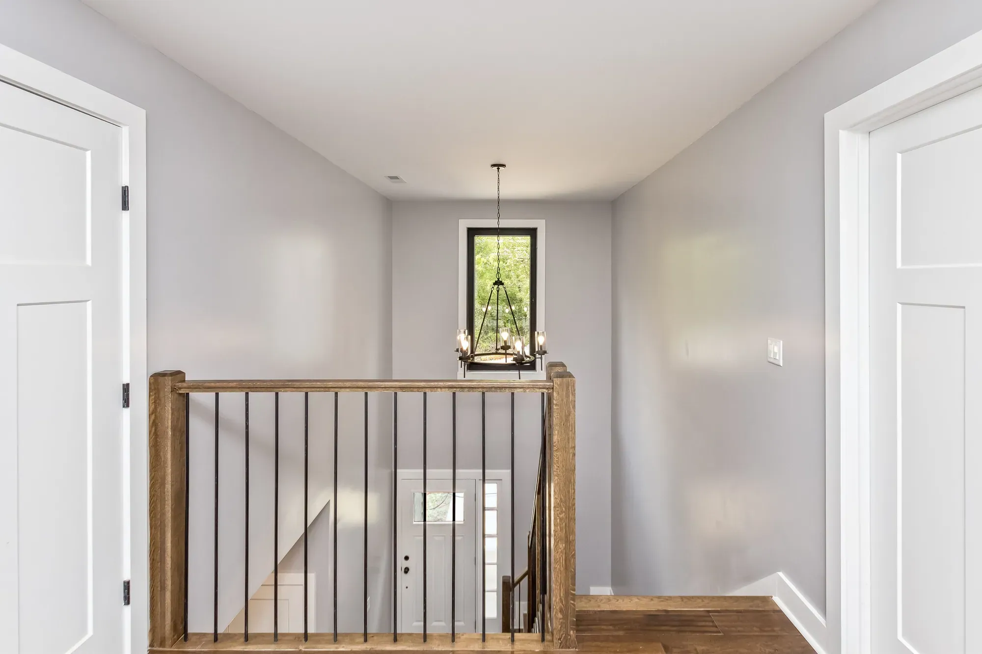 Entry foyer and staircase in a Weaverville, NC custom home built by Buckingham Builders